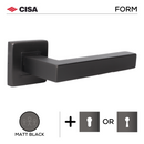 FS201.S._.MBL, Lever Handles, Form, On Square Rose, With Escutcheons, Matt Black, CISA-1