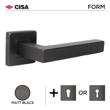 CISA Matt Black Lever Handle main product view; sharp modern attitude for a better door setup.