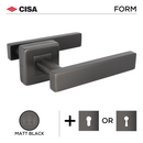 FS202.S._.MBL, Lever Handles, Form, On Square Rose, With Escutcheons, Matt Black, CISA-1