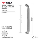 FP.D06.BB.SS, Pull Handle, Tubular, D Handle, BTB, 19mm (Ø) x 130mm (l) x 111mm (ctc), Stainless Steel, CISA-1