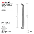 FP.D07.BB.TR, Pull Handle, Tubular, D Handle, BTB, 19mm (Ø) x 200mm (l) x 181mm (ctc), Stainless Steel with Tarnish Resistant, CISA-1