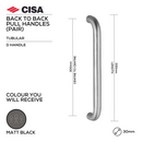 FP.D10.BB.MBL, Pull Handle, Tubular, D Handle, BTB, 30mm (Ø) x 330mm (l) x 300mm (ctc), Matt Black, CISA-1