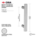 FP.T03.BB.TR, Pull Handle, Tubular, T Handle, BTB, 32mm (Ø) x 400mm (l) x 280mm (ctc), Stainless Steel with Tarnish Resistant, CISA-1