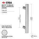 FP.T05.BB.TR, Pull Handle, Tubular, T Handle, BTB, 32mm (Ø) x 1000mm (l) x 775mm (ctc), Stainless Steel with Tarnish Resistant, CISA-1