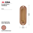 FP02.SRG, Flush Pull, Oval, 120mm (l) x 41mm (w), Satin Rose Gold, CISA-1