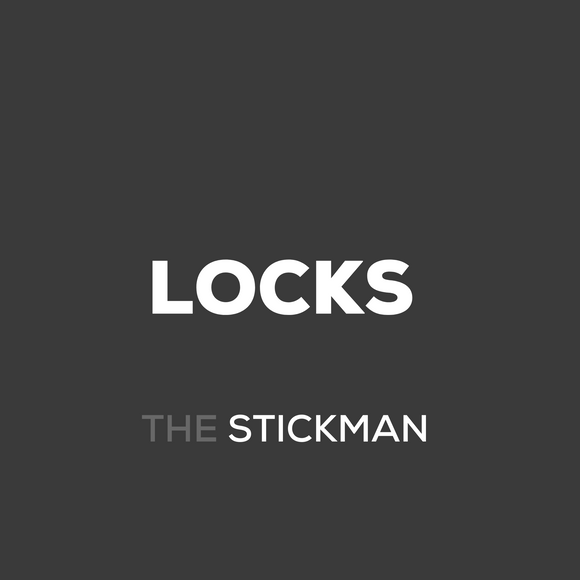 Main product view of The Stickman Store Door Lock, made for doors with proper hardware with a bit of attitude.