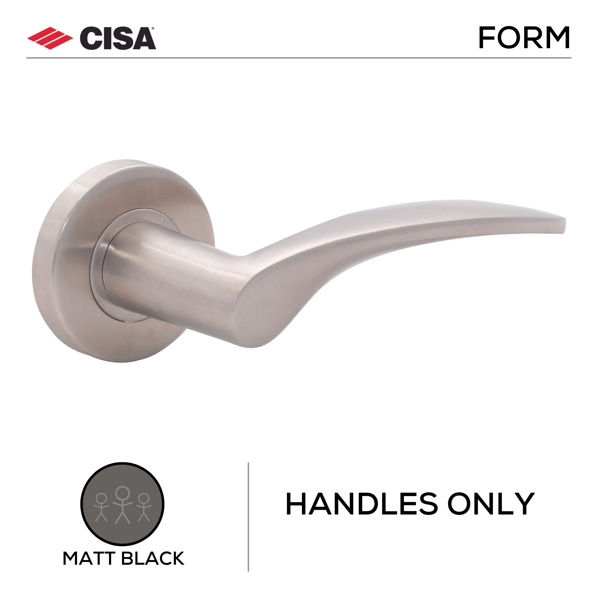 FS116.R.MBL, Lever Handles, Form, On Round Rose, Handles Only, Matt Black, CISA