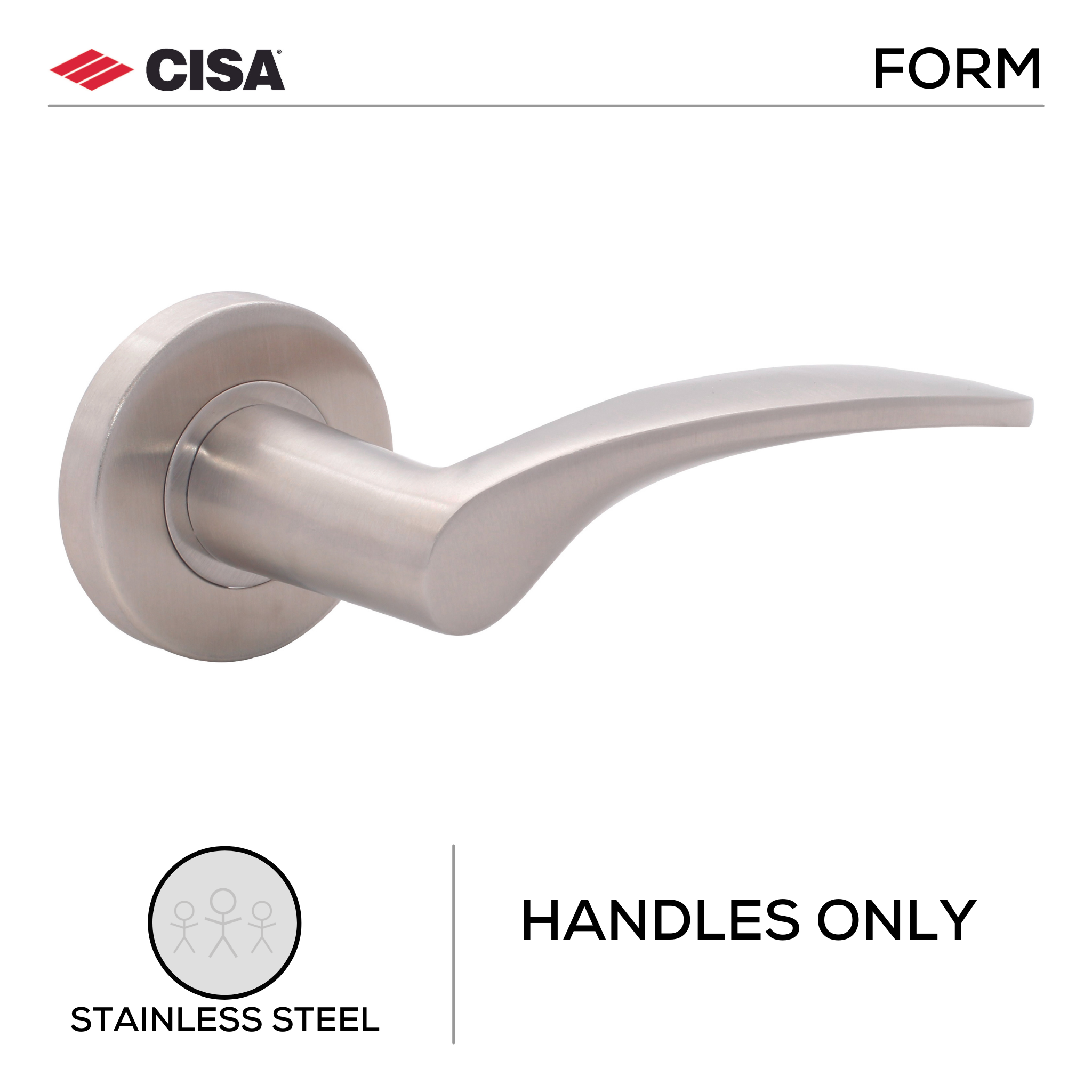 FS116.R.SS, Lever Handles, Form, On Round Rose, Handles Only, Stainless Steel, CISA