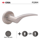FS116.R._.MBL, Lever Handles, Form, On Round Rose, With Escutcheons, Matt Black, CISA-1