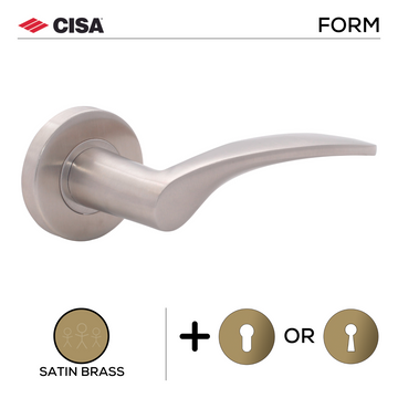 CISA Satin Brass Lever Handle main product view for patio and sliding doors — warm brass confidence.