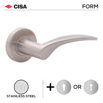 CISA Stainless Steel Lever Handle shown in main product view, giving patio and sliding doors clean stainless confidence.