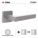 FS201.S._.SS, Lever Handles, Form, On Square Rose, With Escutcheons, Stainless Steel, CISA-1