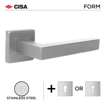 Main product view showing CISA Stainless Steel Lever Handle — tough stainless shine for patio and sliding doors.