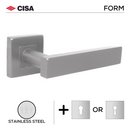 FS202.S._.SS, Lever Handles, Form, On Square Rose, With Escutcheons, Stainless Steel, CISA-1