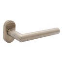 FT02.O.C.SS, Lever Handles, Tubular, On Oval Rose, With Cylinder Escutcheons, 134mm (l), Stainless Steel, CISA-2