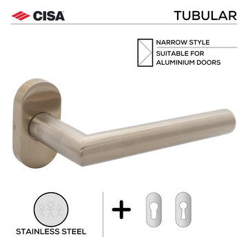 Main product view of CISA Stainless Steel Cylinder Lock, made for patio and sliding doors with tough stainless shine, 134mm (l).