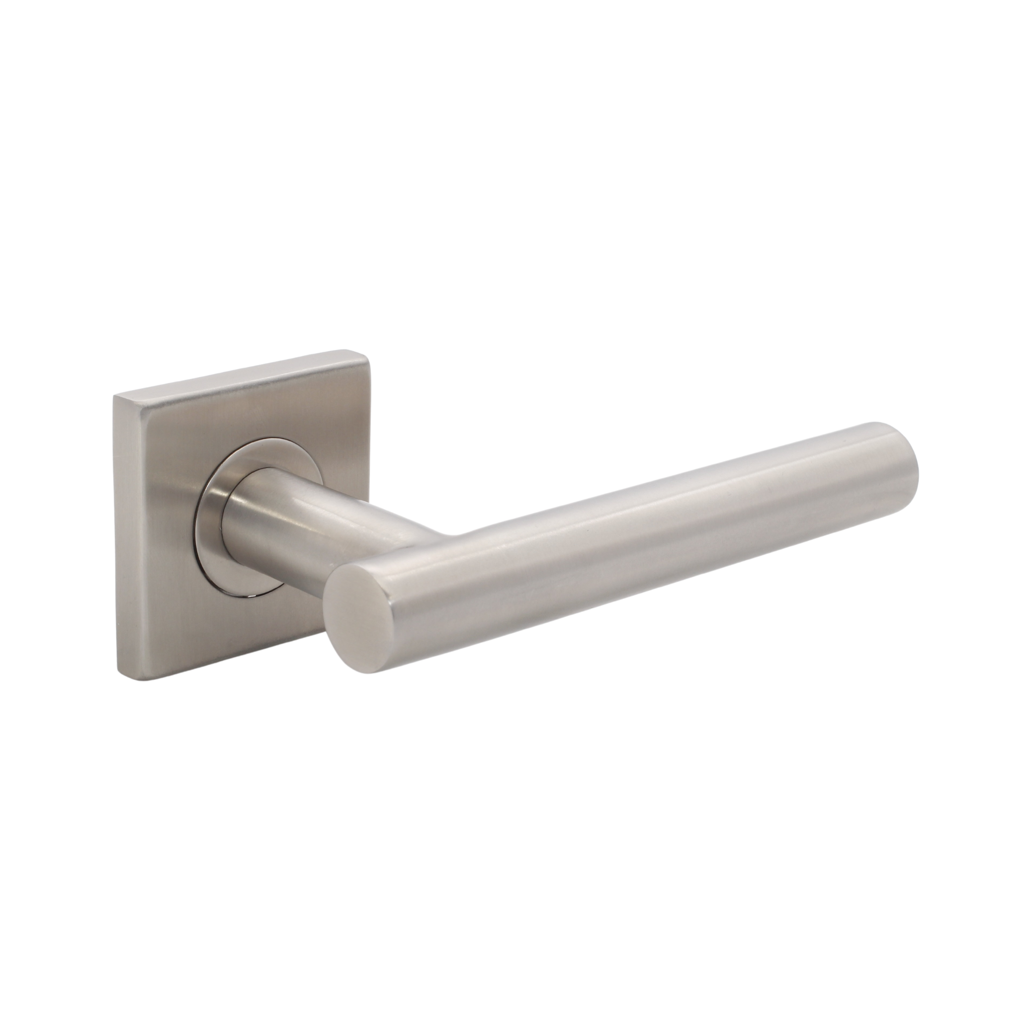 FT06.S.TR, Lever Handles, Tubular, On Square Rose, Handles Only, 134mm (l), Stainless Steel with Tarnish Resistant, CISA