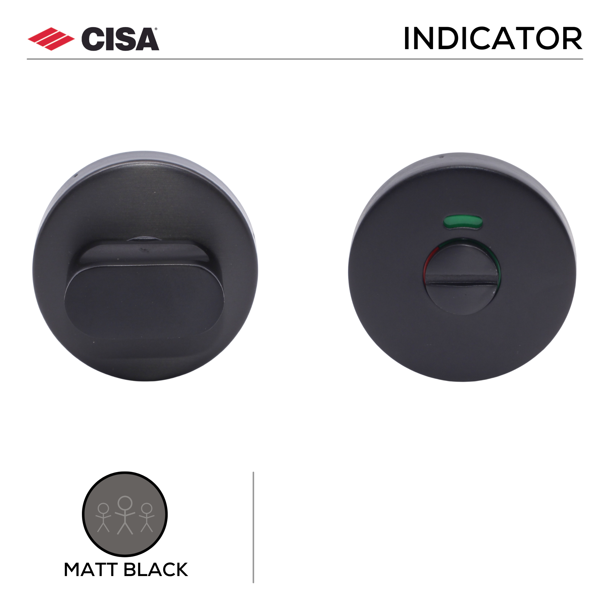 FWC.101.RL.MBL, WC Escutcheon, Round Rose, 53mm (h) x 53mm (w) x 8mm (t), Matt Black, CISA