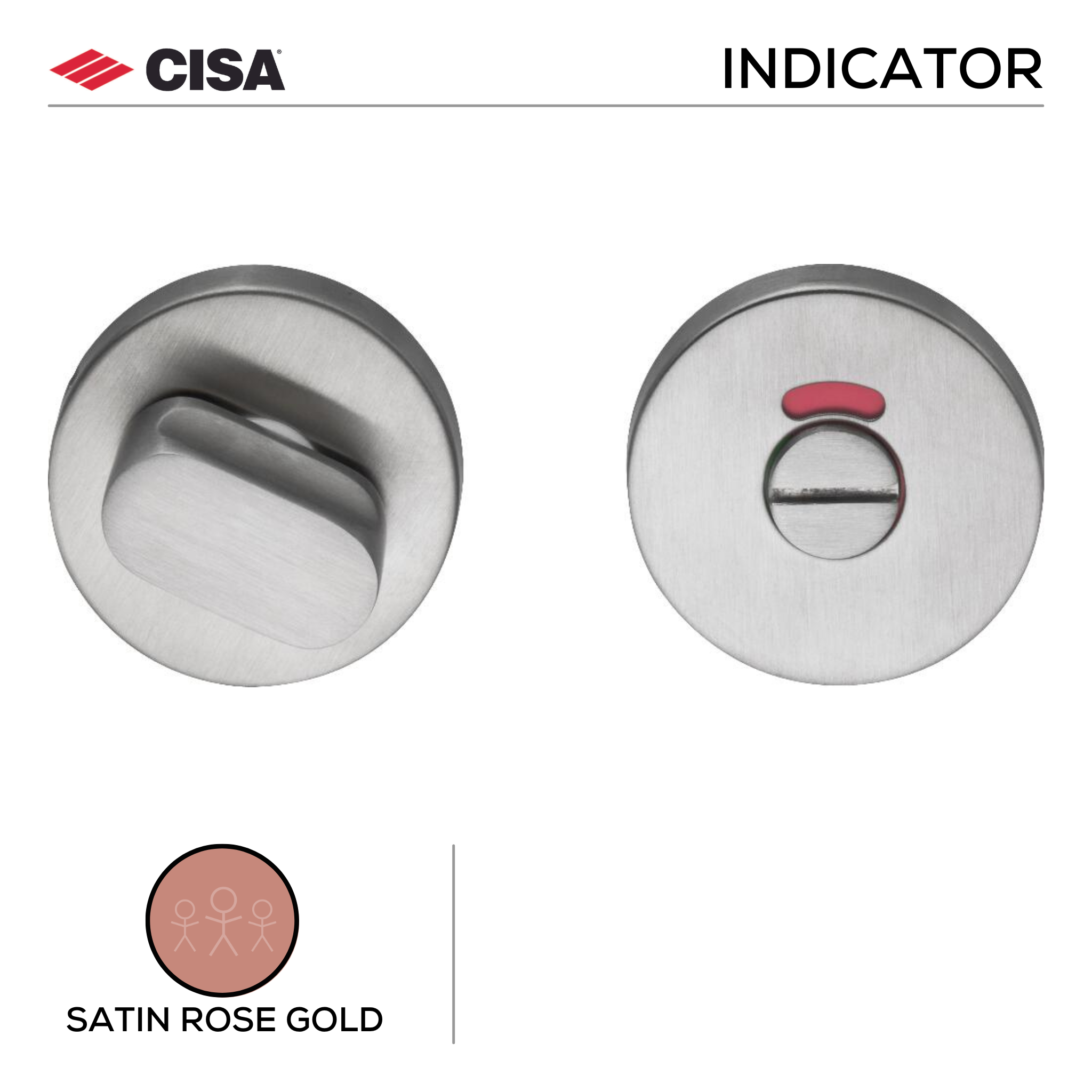 FWC.101.RL.SRG, WC Escutcheon, Round Rose, 53mm (h) x 53mm (w) x 8mm (t), Satin Rose Gold, CISA