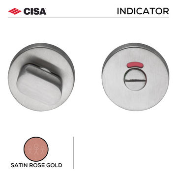 CISA Satin Rose Gold Escutcheon main product view; solid gear with a sharp finish for a better door setup, 53mm (h) x 53mm (w).