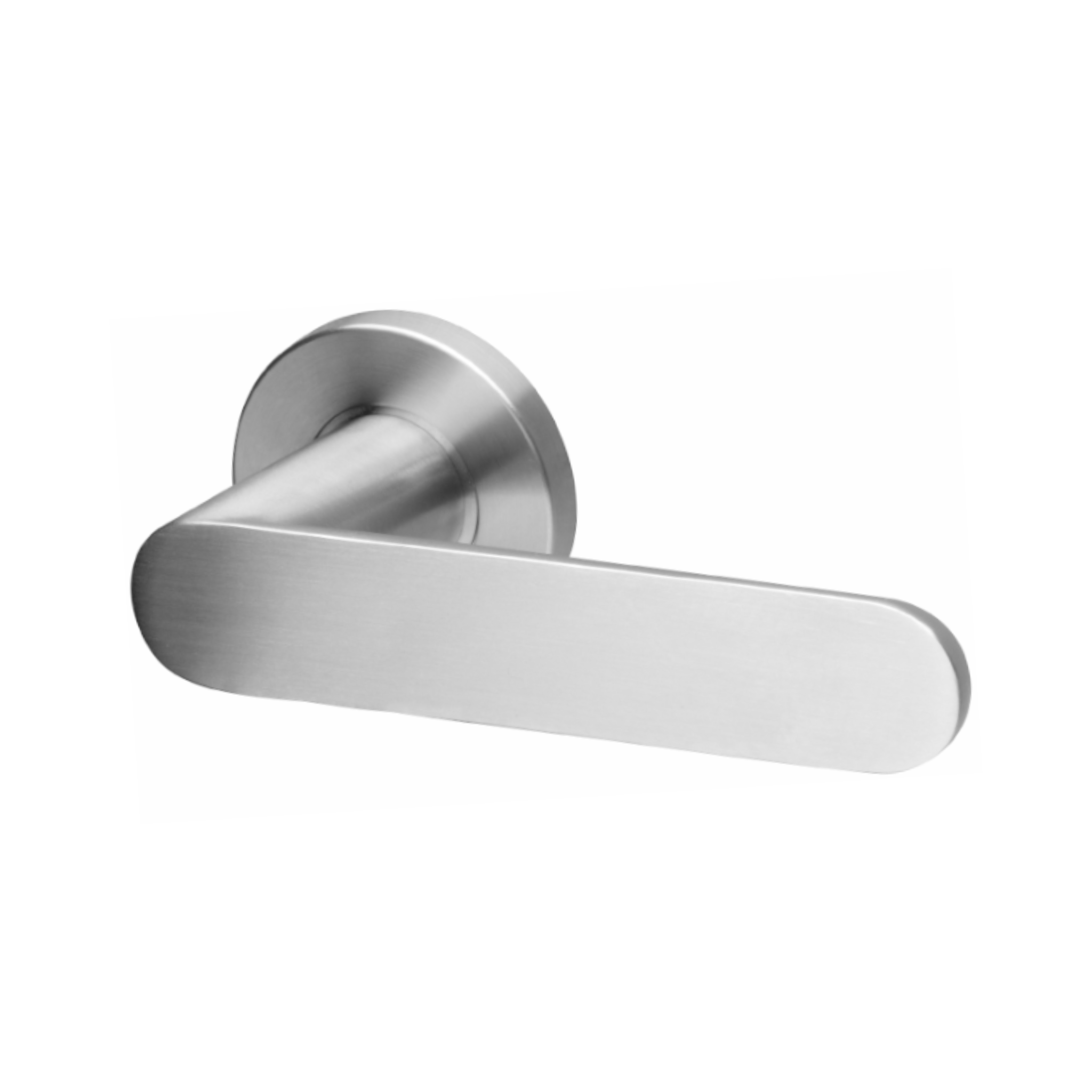 Falon, Lever Handles, Form, On Round Rose, With Escutcheons, Stainless Steel, QS