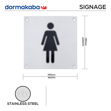 DORMAKABA Stainless Steel Door for doors, main product view with strong stainless style, 150mm (l).