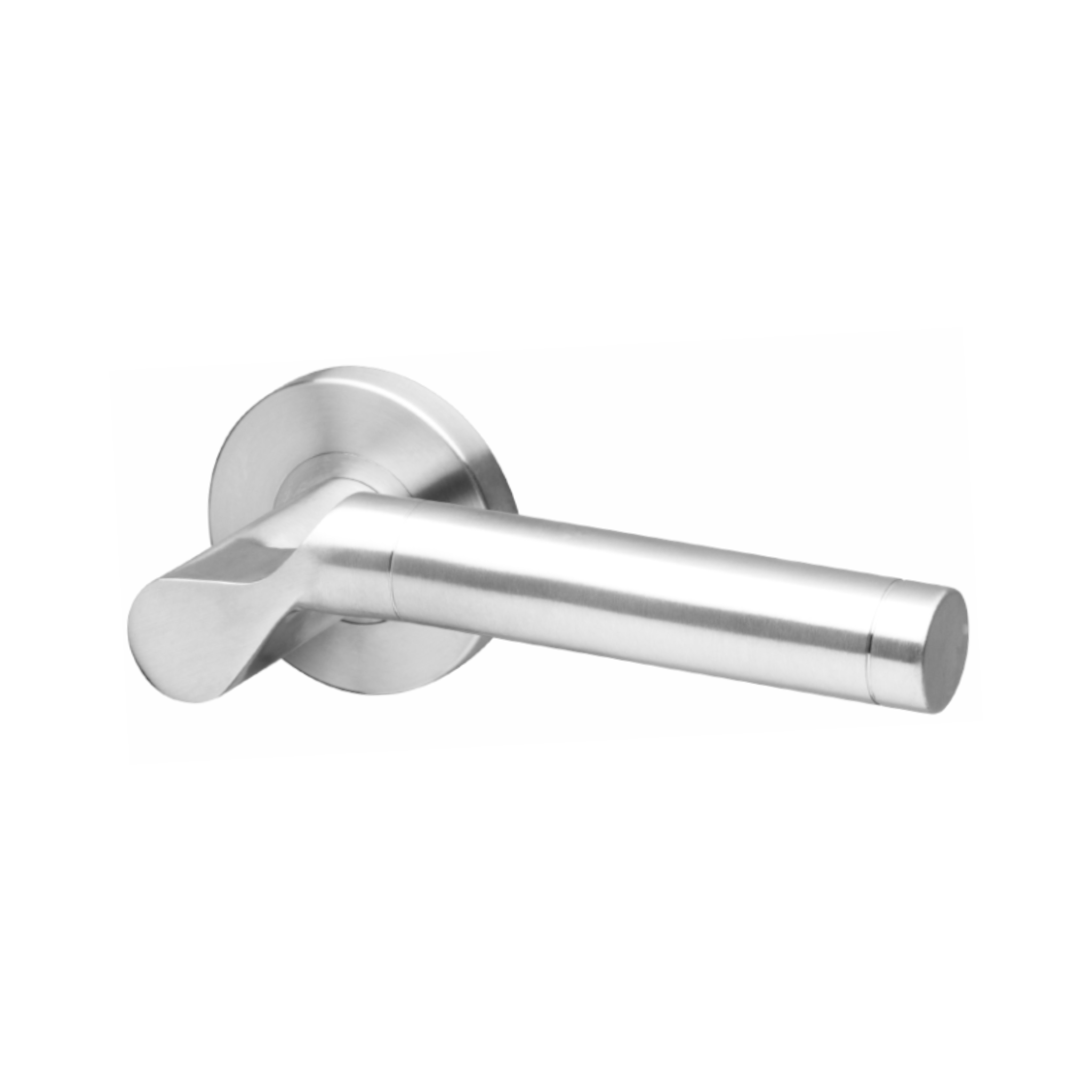 Fosse, Lever Handles, Form, On Round Rose, With Escutcheons, Stainless Steel, QS