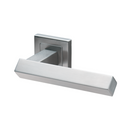 Helsinki, Lever Handles, Square, On Square Rose, With Escutcheons, Stainless Steel, QS-2