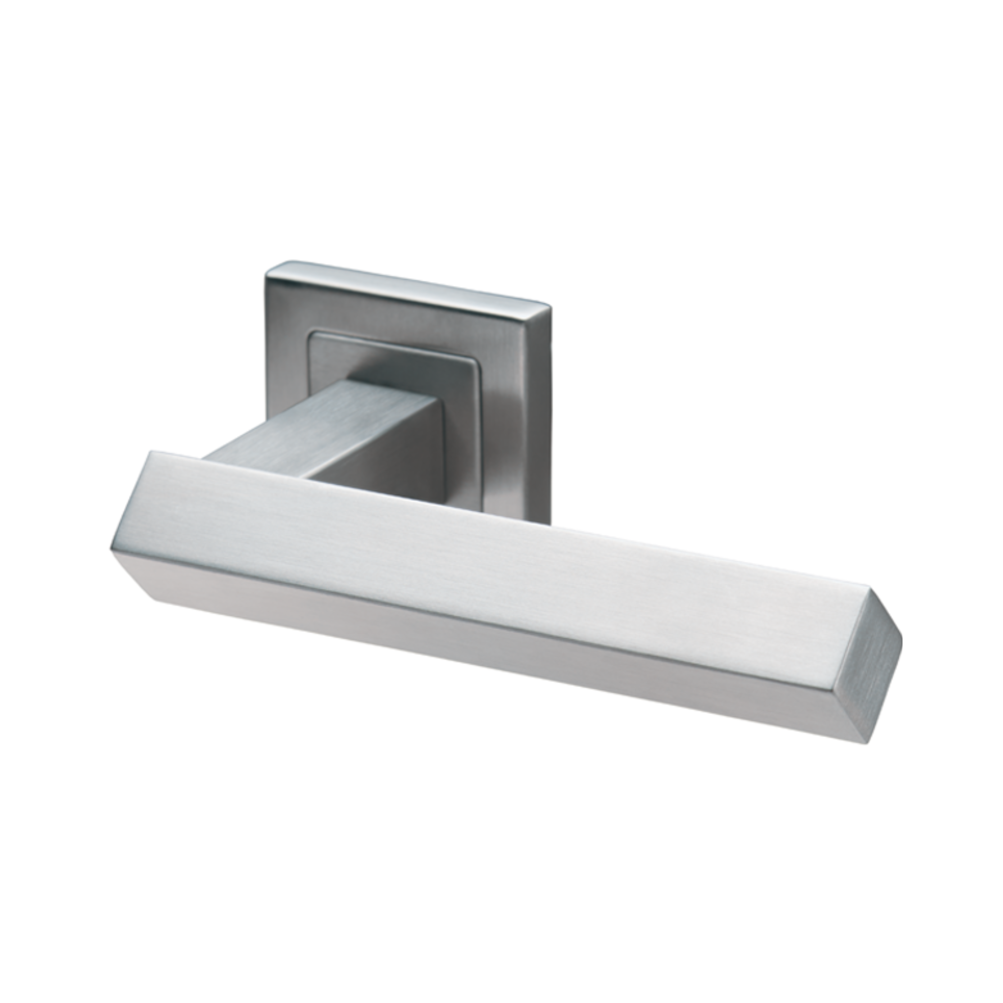 Helsinki, Lever Handles, Square, On Square Rose, With Escutcheons, Stainless Steel, QS