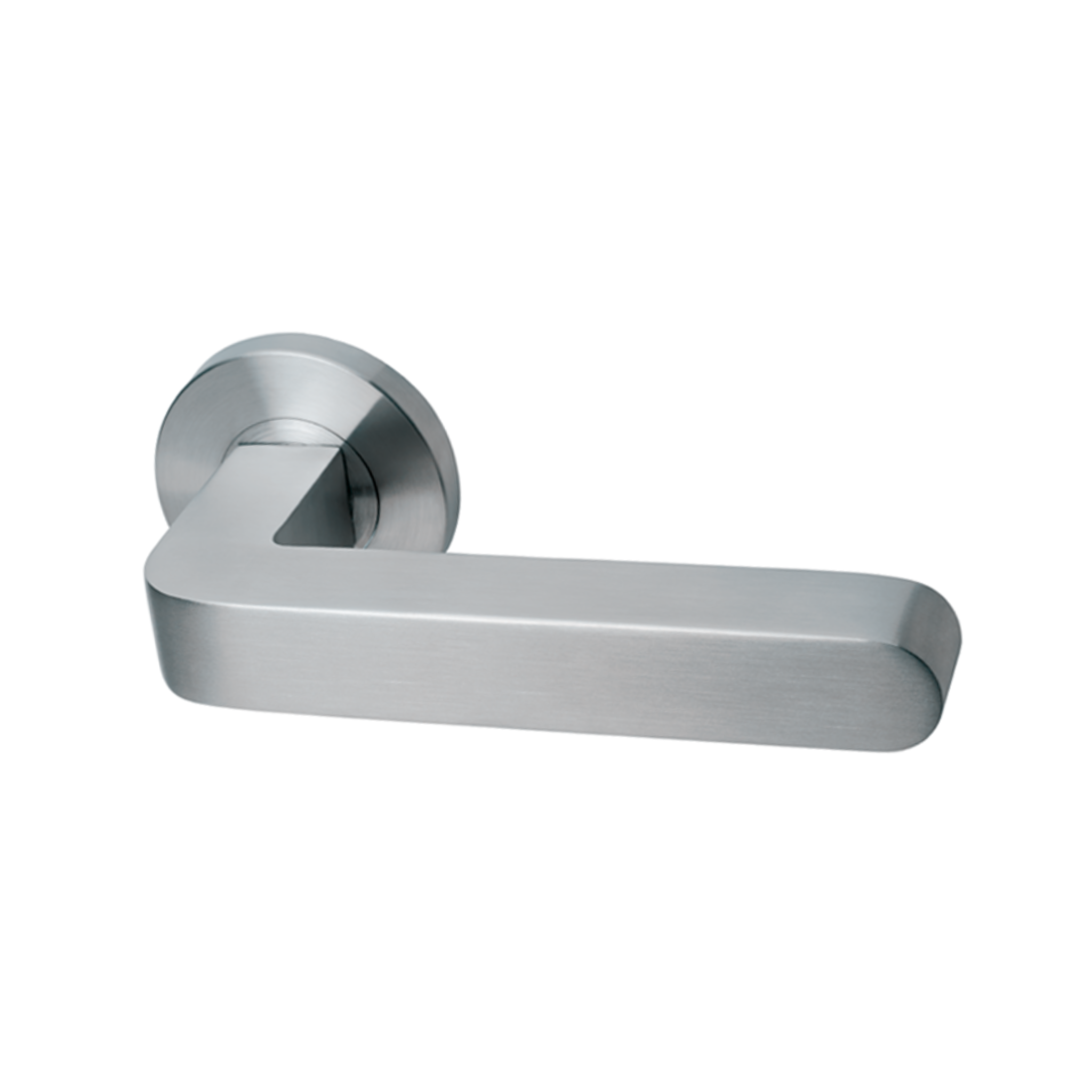 Holen, Lever Handles, Form, On Round Rose, With Escutcheons, Stainless Steel, QS