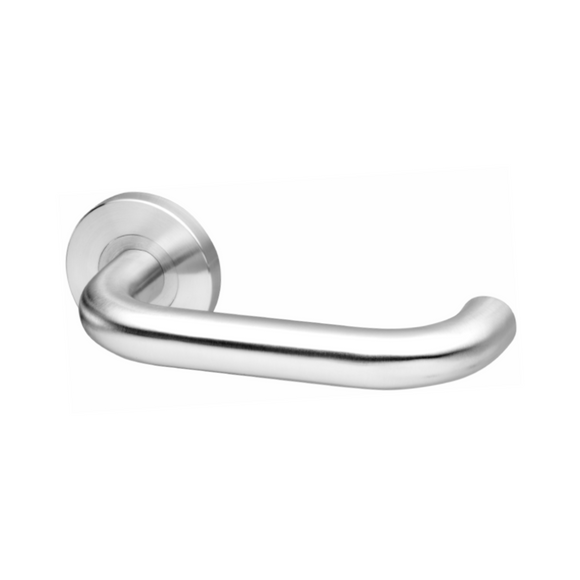 Kiruna, Lever Handles, Tubular, On Round Rose, With Escutcheons, Stainless Steel, QS