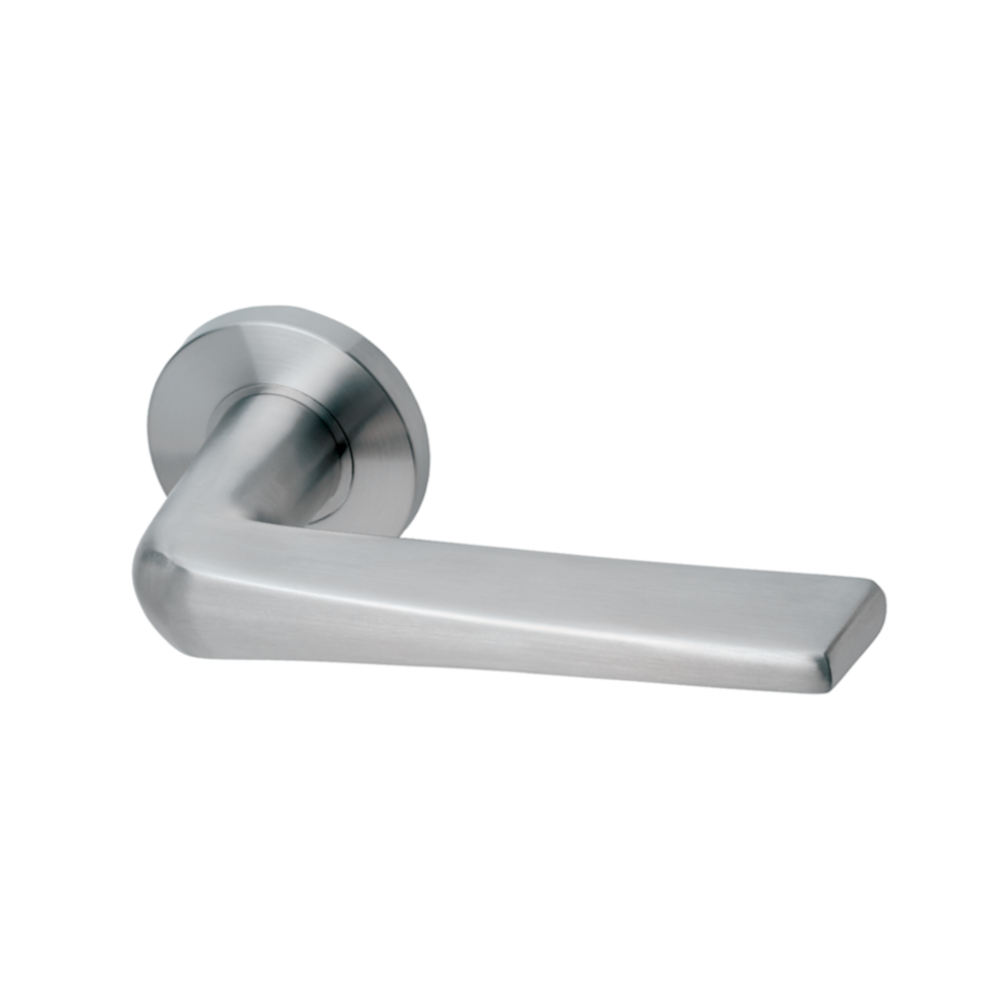 Krone, Lever Handles, Form, On Round Rose, With Escutcheons, Stainless Steel, QS