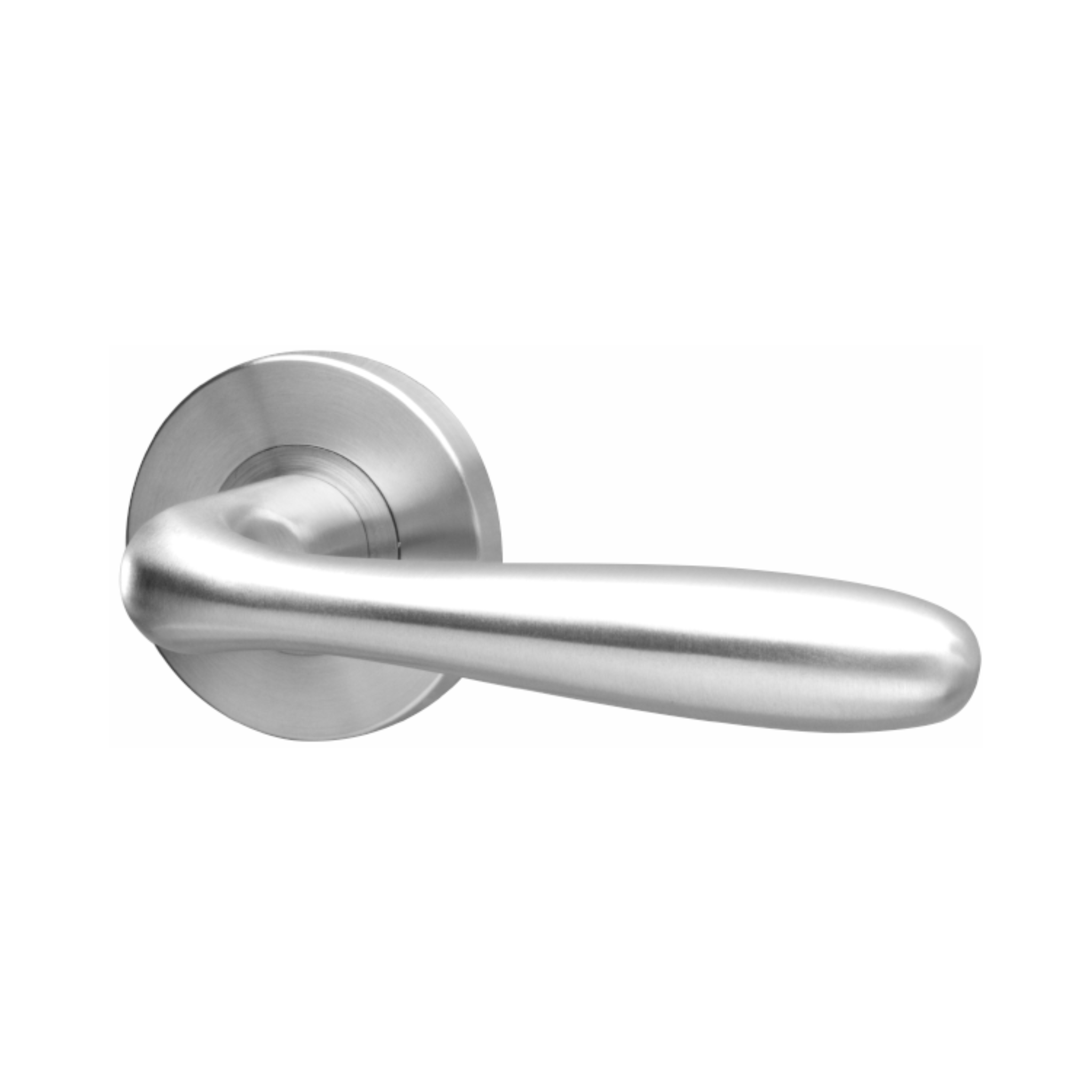 Lamu, Lever Handles, Form, On Round Rose, With Escutcheons, Stainless Steel, QS