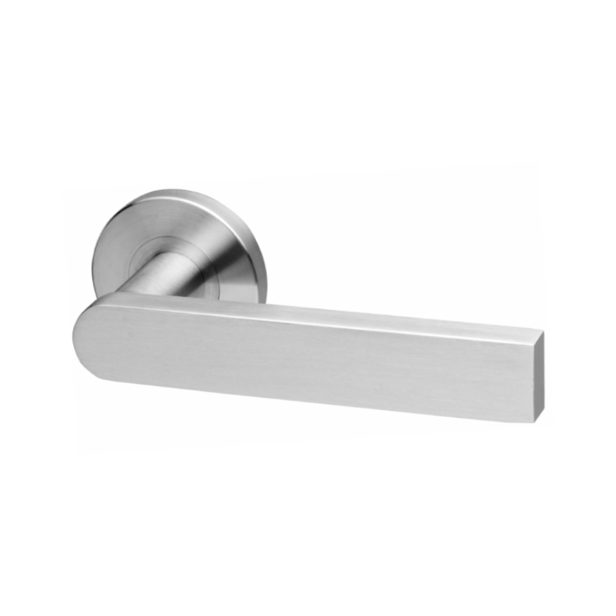 Lojo, Lever Handles, Form, On Round Rose, With Escutcheons, Stainless Steel, QS