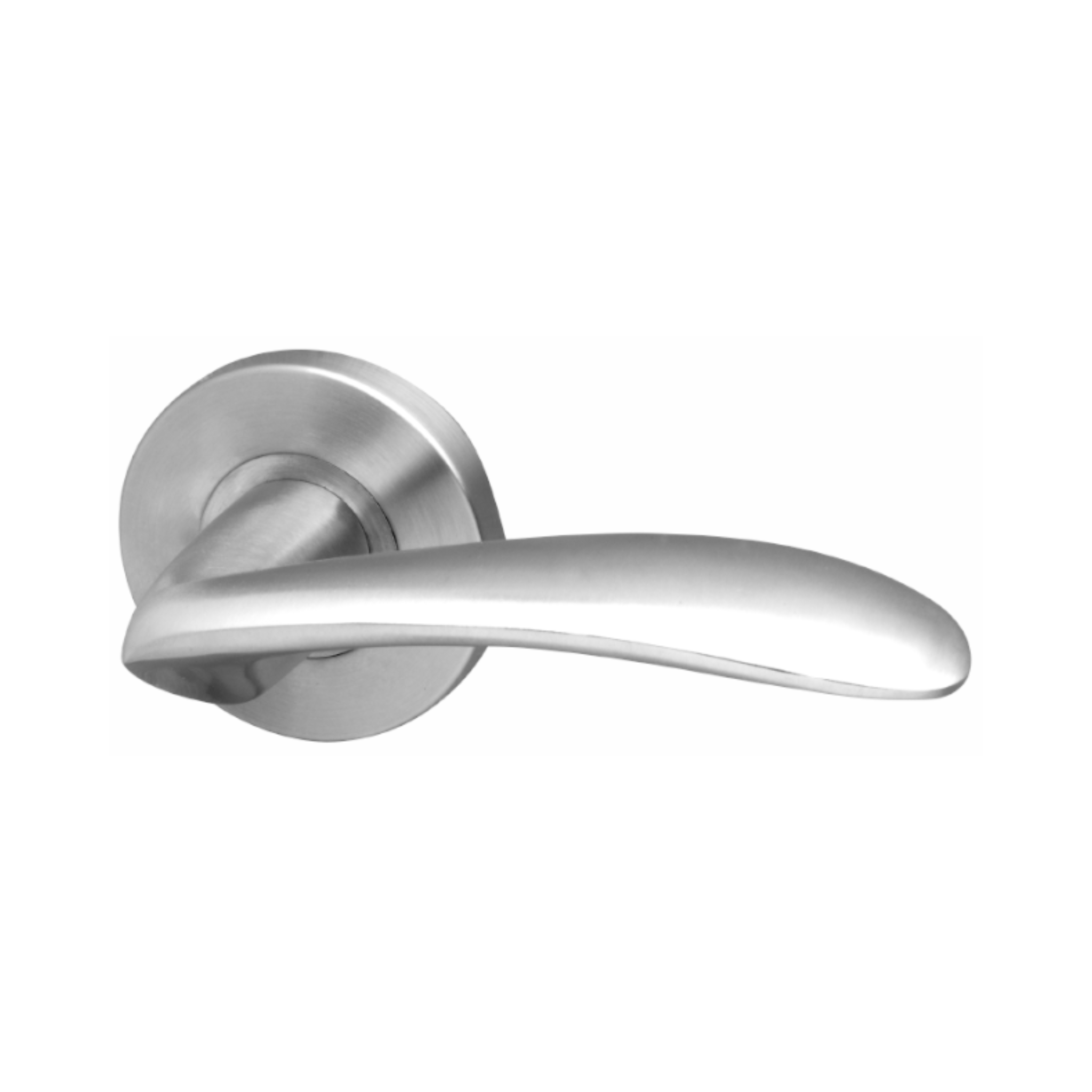 Malindi, Lever Handles, Solid, On Round Rose, With Escutcheons, Stainless Steel, QS