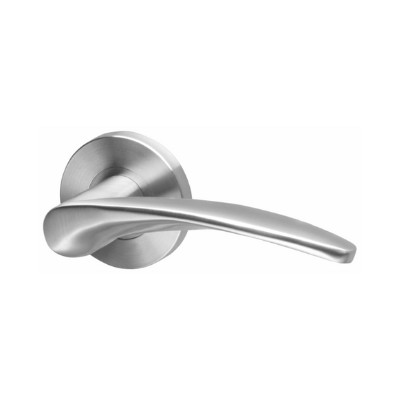 Molo, Lever Handles, Solid, On Round Rose, With Escutcheons, Stainless Steel, QS