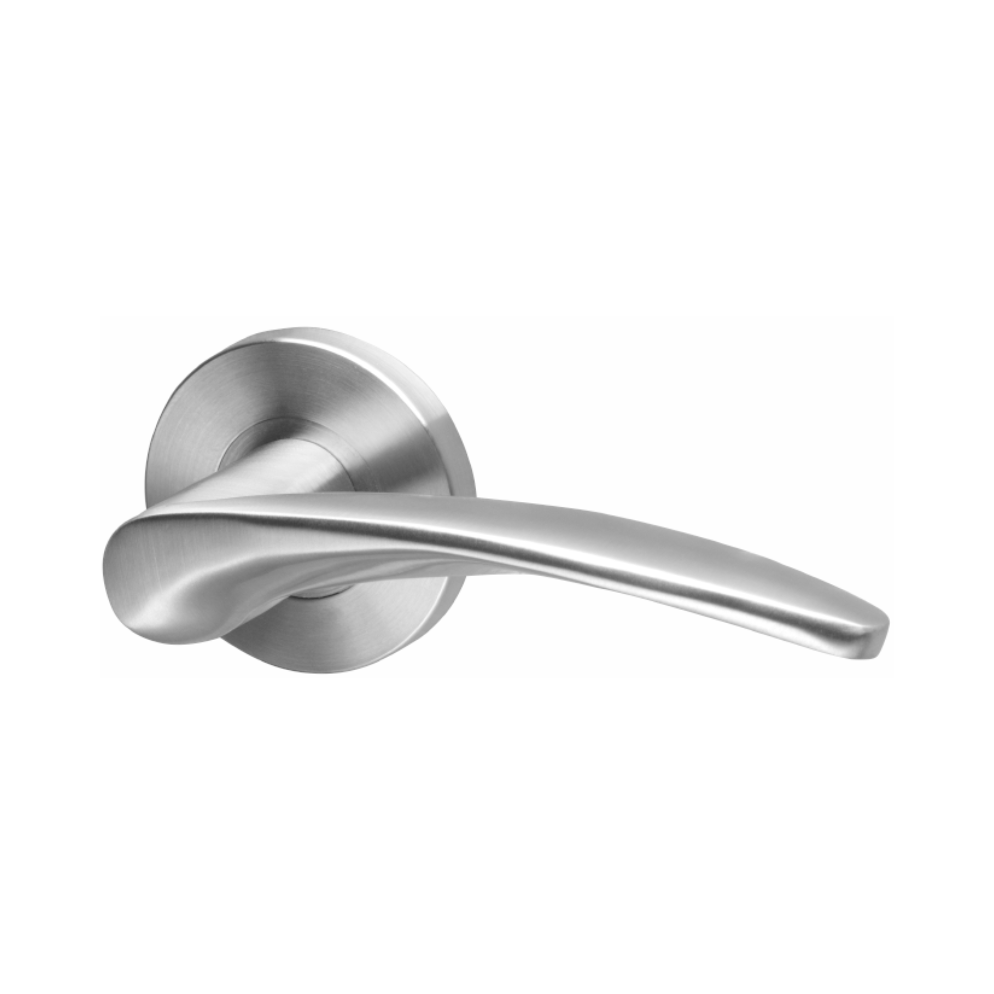 Molo Form, Lever Handles, Form, On Round Rose, With Escutcheons, Stainless Steel, QS
