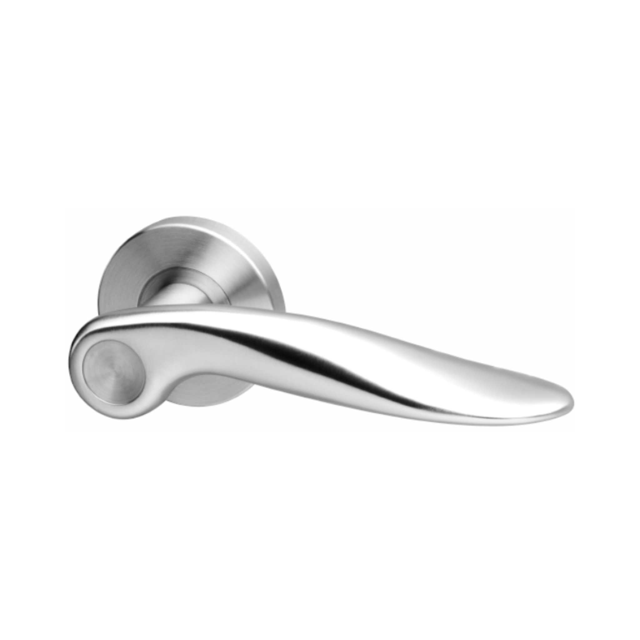Morombe, Lever Handles, Solid, On Round Rose, With Escutcheons, Stainless Steel, QS