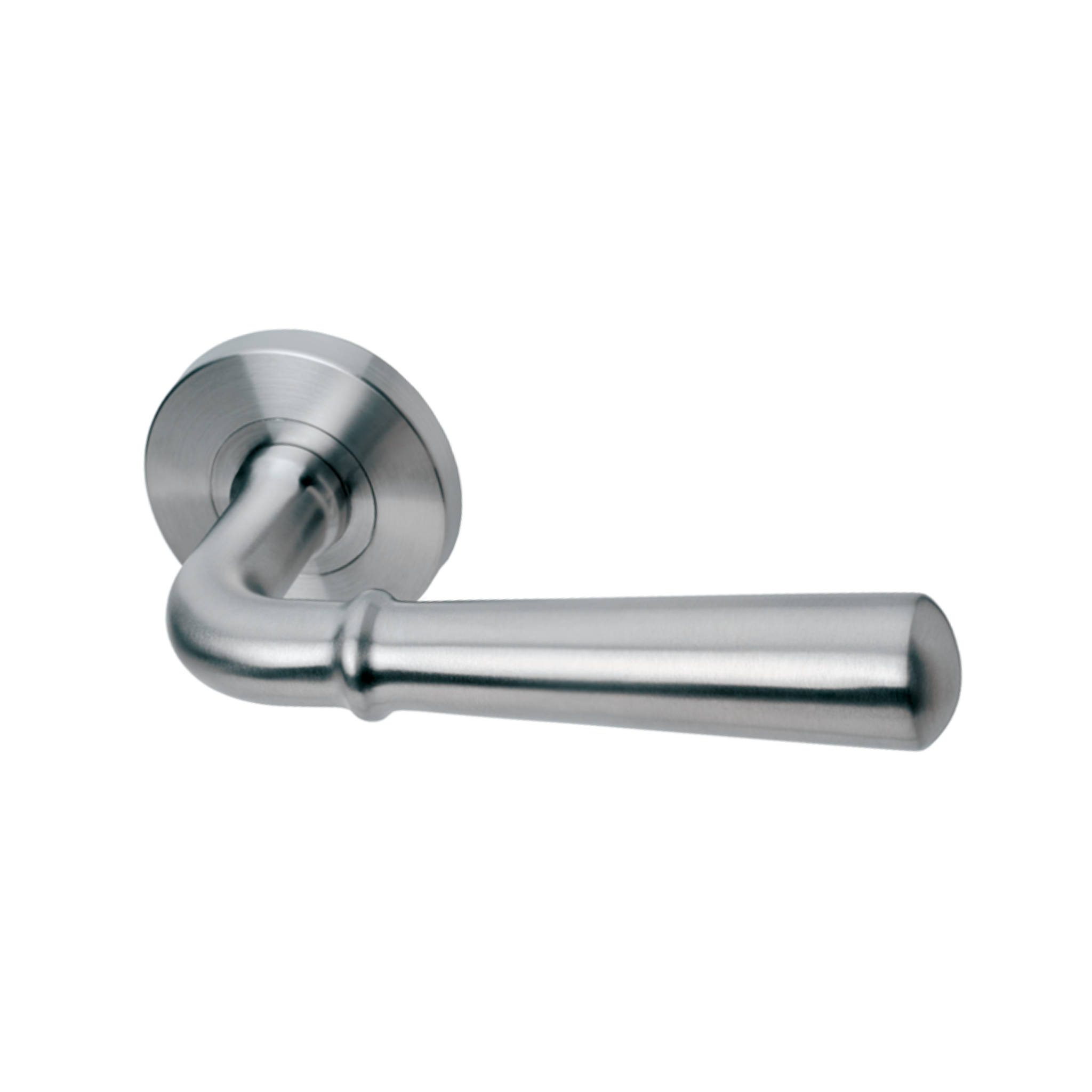Narvick, Lever Handles, Form, On Round Rose, With Escutcheons, Stainless Steel, QS