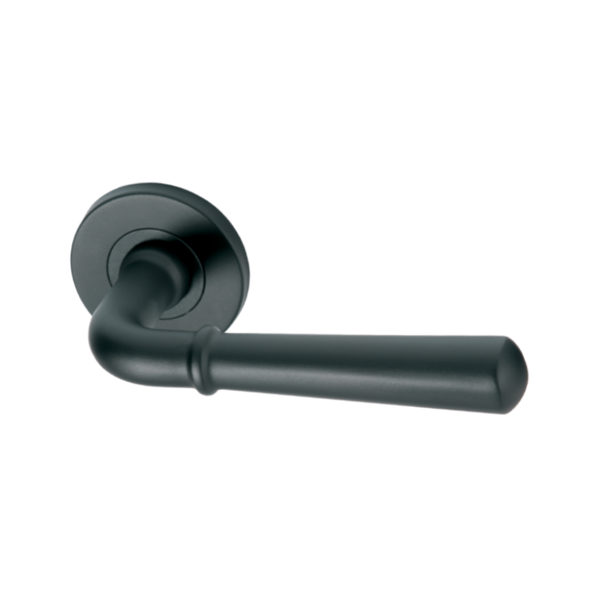 Narvick Black, Lever Handle, Mork Range Solid, On Round Rose, With Escutcheons, Black Stainless Steel, QS