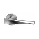 Nexo, Lever Handles, Form, On Round Rose, With Escutcheons, Stainless Steel, QS-2