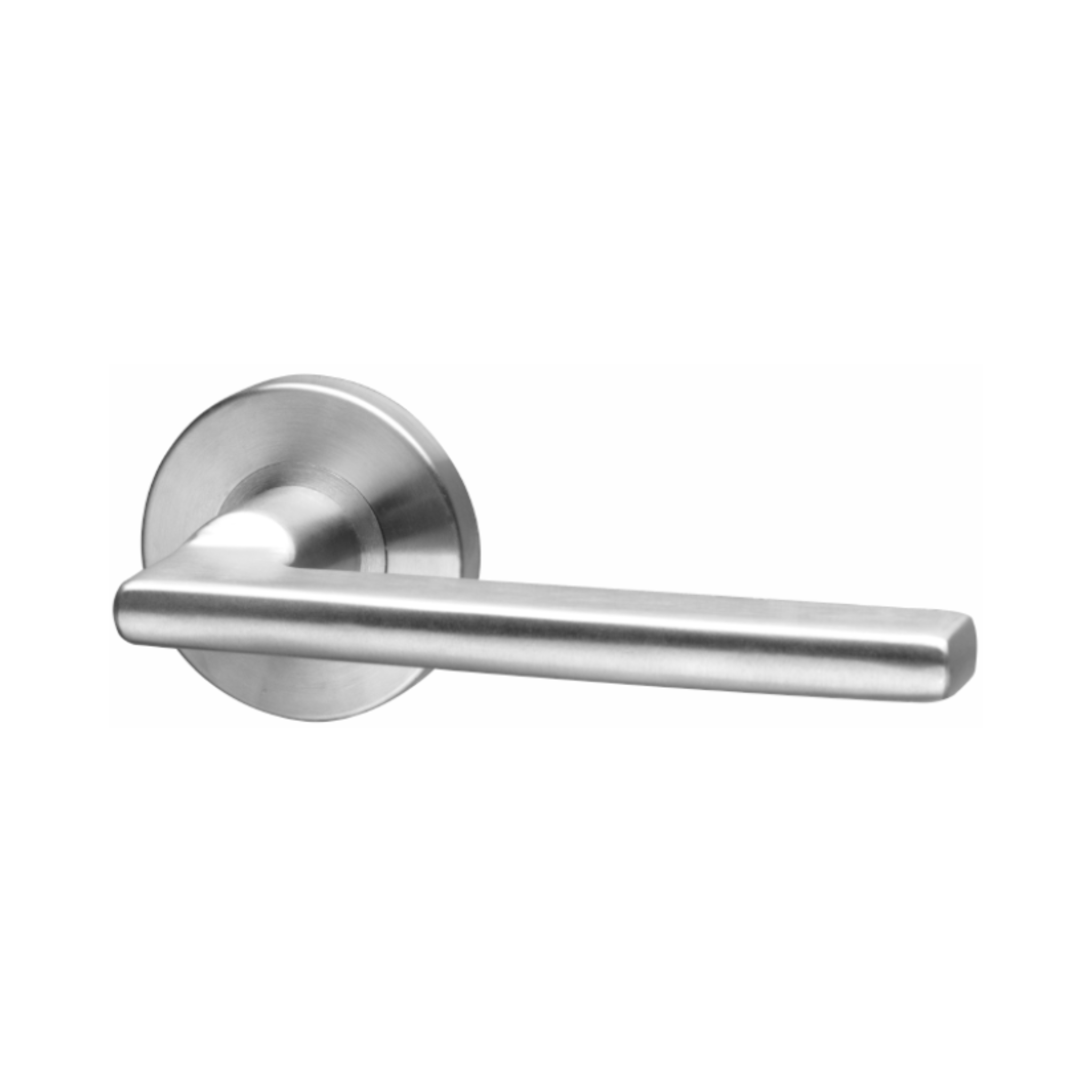 Pello, Lever Handles, Form, On Round Rose, With Escutcheons, Stainless Steel, QS