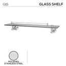 QS1503/PSS, Glass Shelf, Polished Stainless Steel, QS-1
