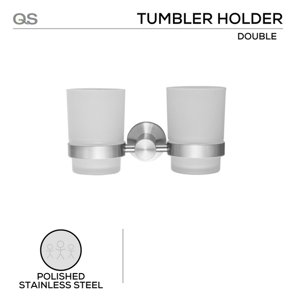 QS1507/PSS, Holder, Double Tumbler, Polished Stainless Steel, QS