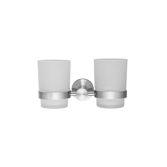 QS1507/SSS, Holder, Double Tumbler, Satin Stainless Steel, QS