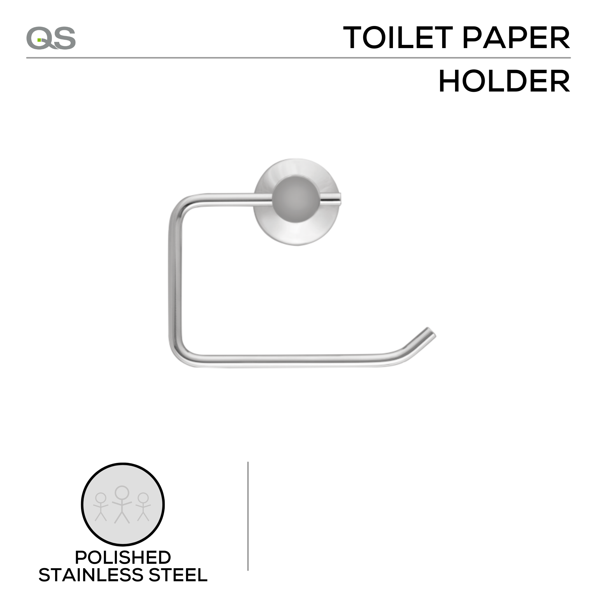 QS1508/PSS, Holder, Toilet Paper, Polished Stainless Steel, QS