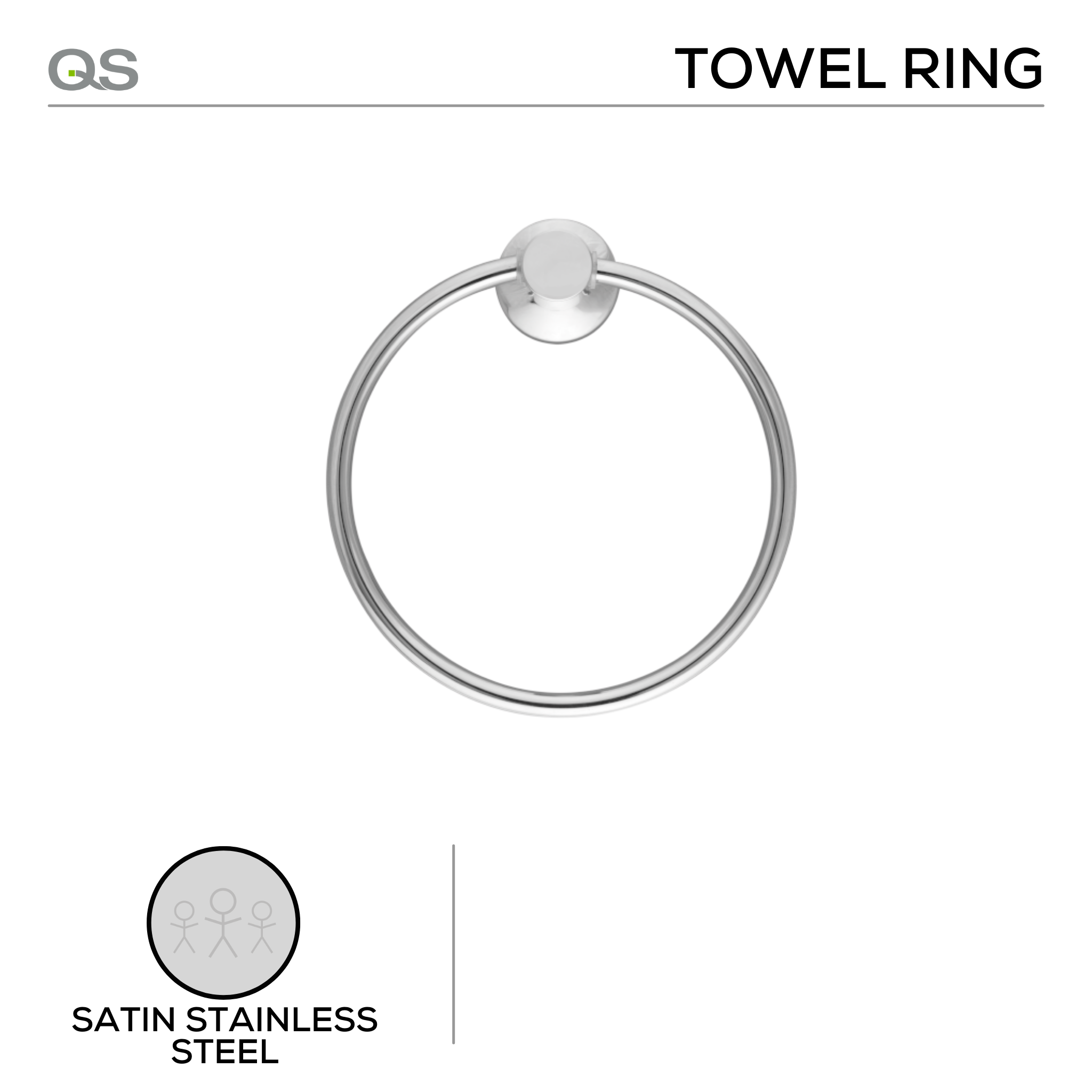 QS1509/SSS, Holder, Towel Ring, Satin Stainless Steel, QS