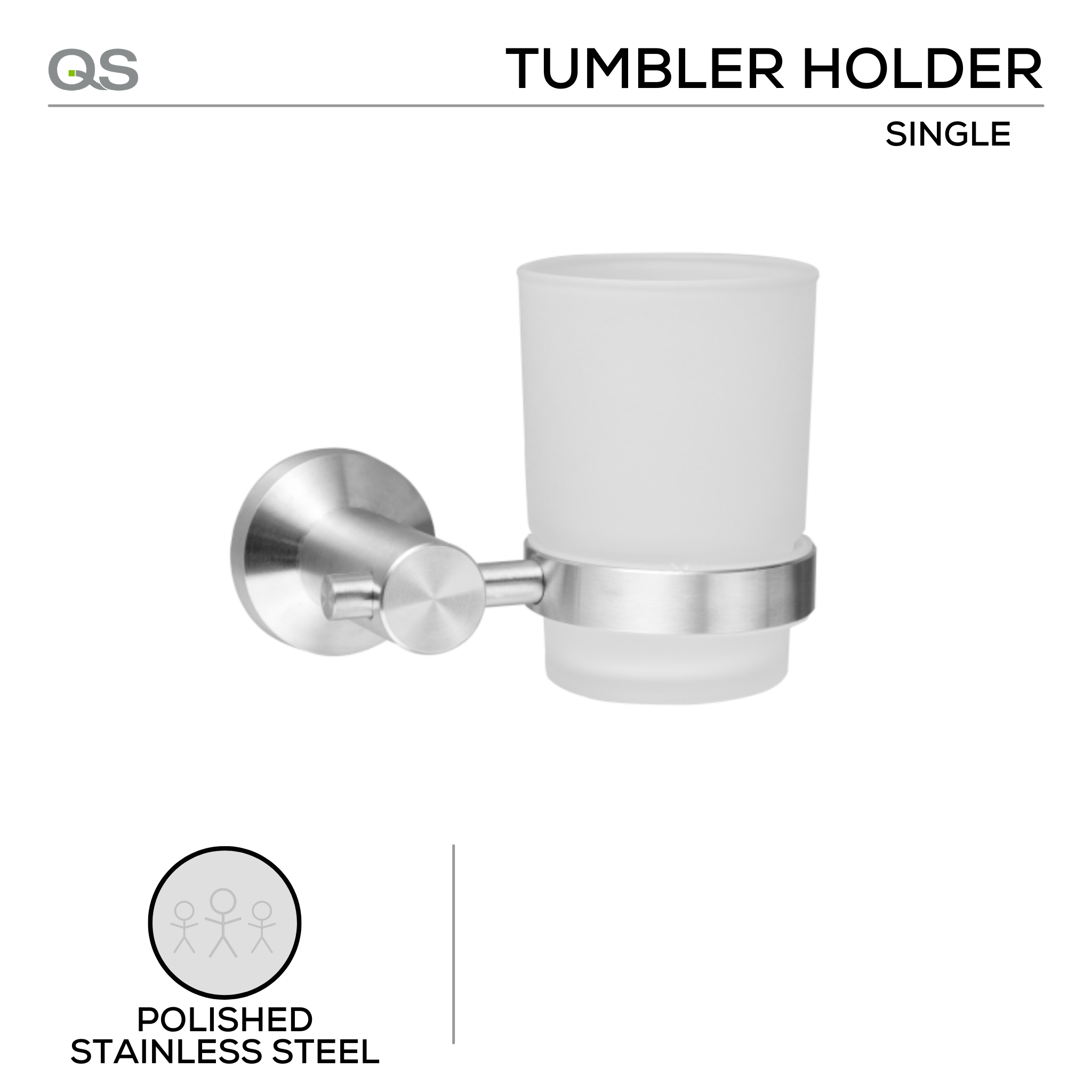 QS1510/PSS, Holder, Single Tumbler, Polished Stainless Steel, QS