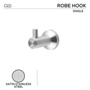 QS1513/SSS, Hook, Single Robe, Satin Stainless Steel, QS-1