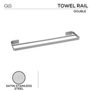 QS1524/SSS, Rail, Double Towel, Square, Satin Stainless Steel, QS-1